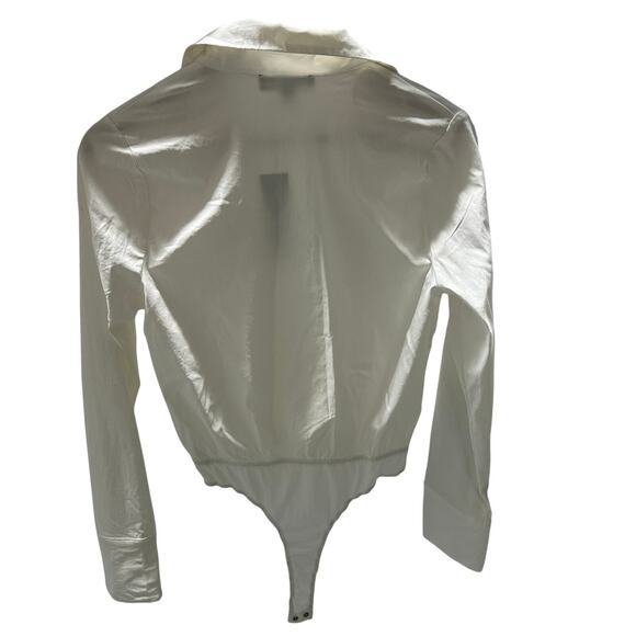 Lulu's Ivory Collard Long Sleeve Surplice Bodysuit- Women's Size Small - Picture 2 of 5